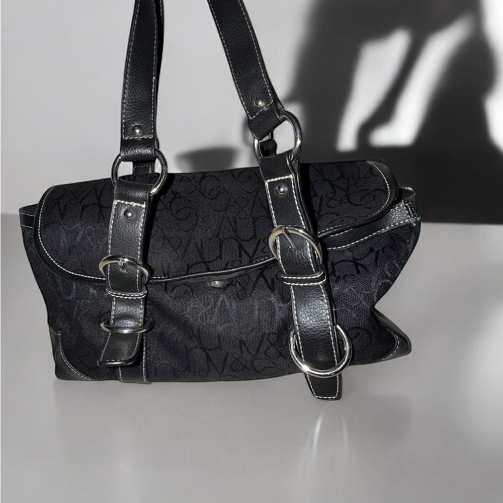 Vintage Black Handbag with Silver Accents